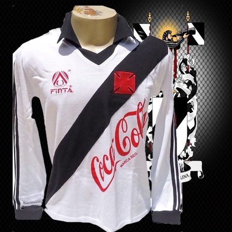 Camisa retrô vasco branca manga longa 1989