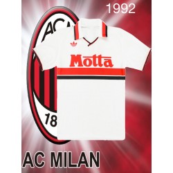 Camisa retrô Milan AC MOTTA 1992 Branca Away- ITA