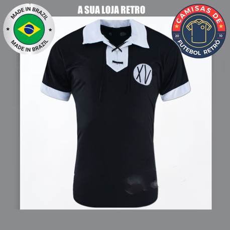 Camisa retrô XV de Piracicaba Preta Cordinha