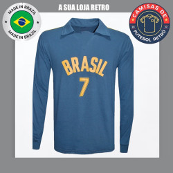 Camisa retrô Brasil azul de Volei ML - 19871978
