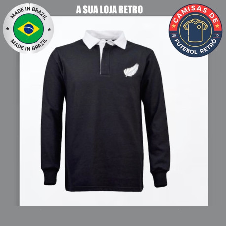 Camisa retrô de rugby All black - cordinha