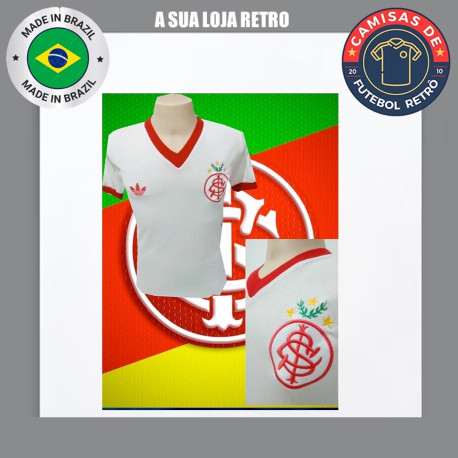 Camisa retrô Internacional Branca Louro Verde 1980-1981