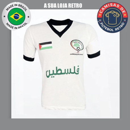 Camisa retrô da Palestina verde gola v