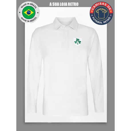 Camisa retrô Irlanda ML Branca 1980