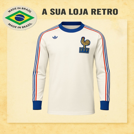 Camisa retrô França branca ML - 1978