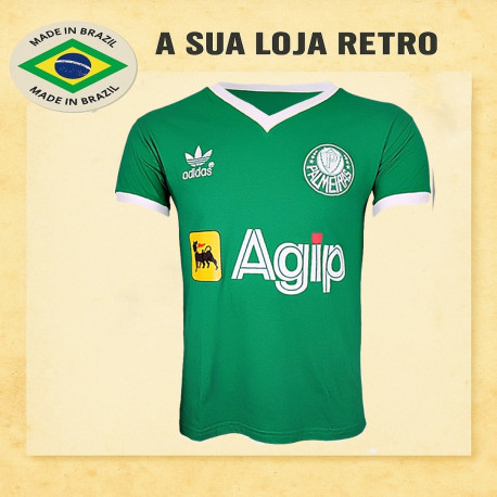 Camisa retrô Palmeiras Agip gola em V