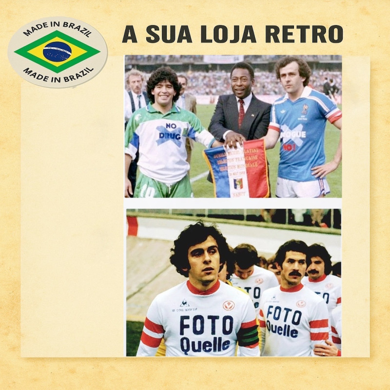 Camisa retrô França Platini branca ML .