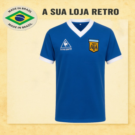 Camisa retrô Argentina azul le Coq away -1986