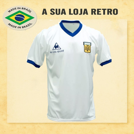 Camisa retrô Argentina Branca le Coq - 1980