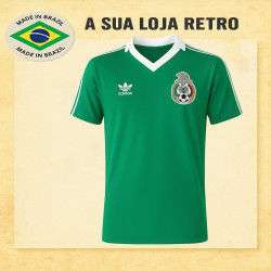 Camisa retrô Mexico logo verde -1986