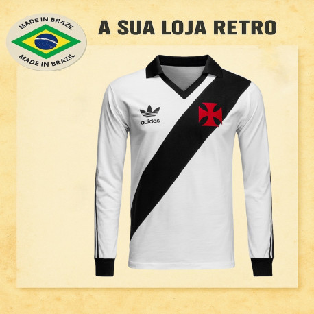 Camisa retrô vasco branca manga longa 1989