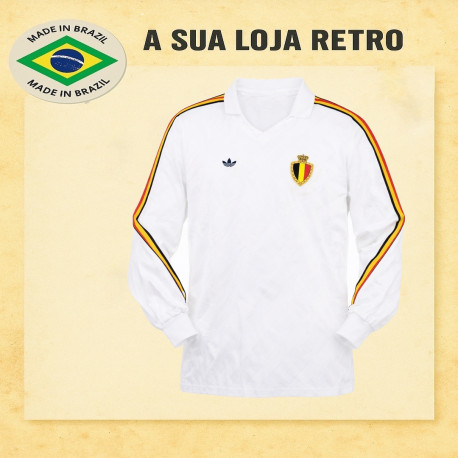 Camisa retrô Belgica ML branca logo-1986