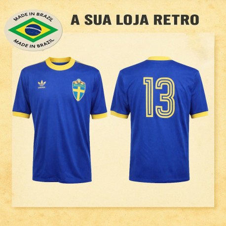 Camisa retrô Suécia Azul 1978