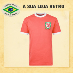 Camisa retrô Pais de Gales vermelha 1970