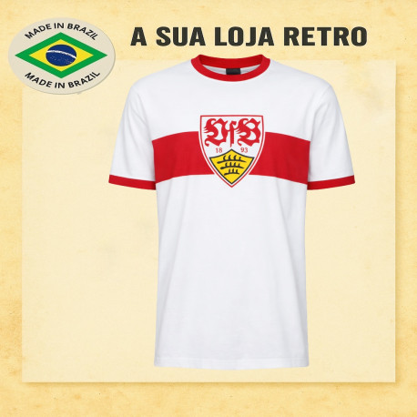 Camisa retrô Stuttgart branca gola careca - ALE