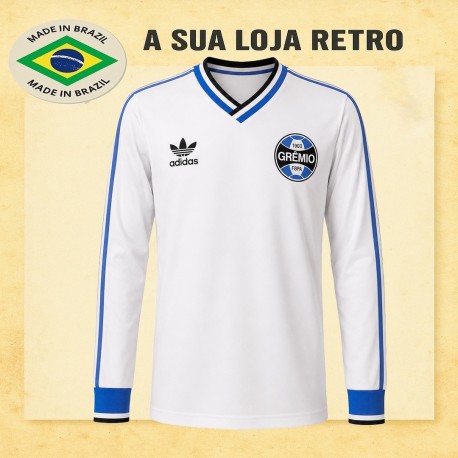 camisa retro branca gremio 1983 manga longa
