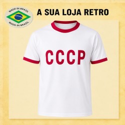 Camisa retrô CCCP gola careca branca - 1960