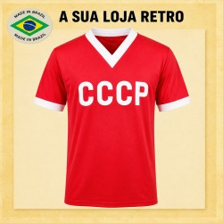 Camisa retrô CCCP vermelha gola V-1980