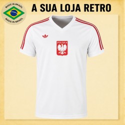 Camisa retrô da Polonia Branca -1974