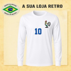 Camisa retrô França Zidane Branca ML