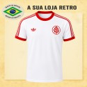 Camisa retrô Internacional Branca Gola Redonda 1977.