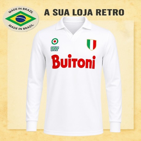 Camisa Retrô Napoli branca Buitoni ML 1987- 88 ITA