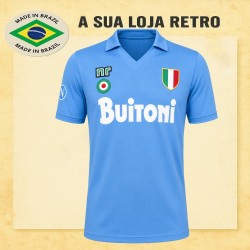 Camisa retrô Napoli Azul Buitoni 1985- ITA