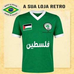 Camisa retrô da Palestina Verde Gola V