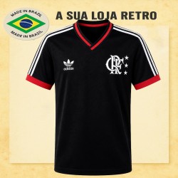 Camisa retrô Flamengo preta escudo comemorativa