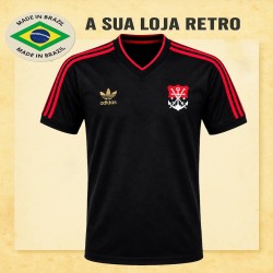 Camisa retrô Flamengo preta comemorativa punhos vermelhos