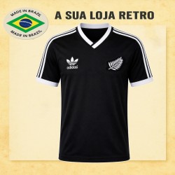 Camisa retrô Nova Zelandia Preta -1982