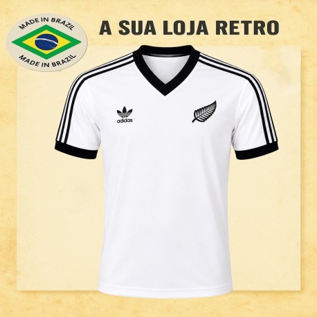 Camisa retrô Nova Zelandia Branca 1982