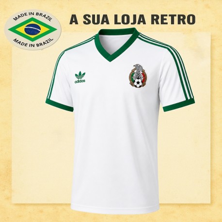 Camisa retrô Mexico branca 1986.
