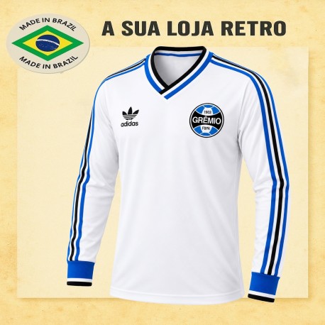 camisa retro branca gremio 1983 manga longa