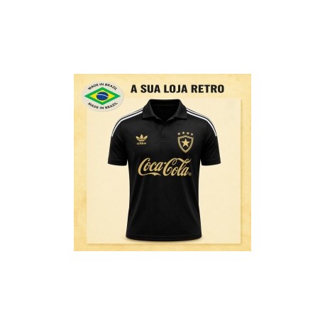 Camisa retrô Botafogo gola polo preta dourada 1988