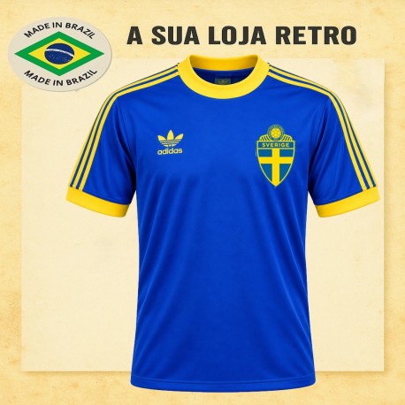 Camisa retrô Suécia Azul 1978