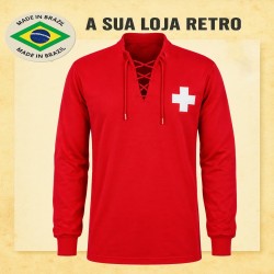 Camisa retrô Suiça cordinha vermelha ML - 1954