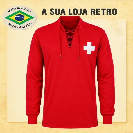 Camisa retrô Suiça cordinha vermelha ML - 1954