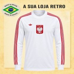 Camisa retrô Polonia ML Branca -1974