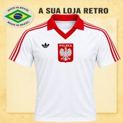 Camisa retrô da Polonia Branca -1982