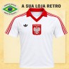 Camisa retrô da Polonia Branca -1982