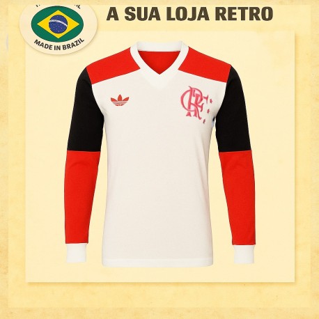 Camisa retrô Flamengo Branca Lubrax